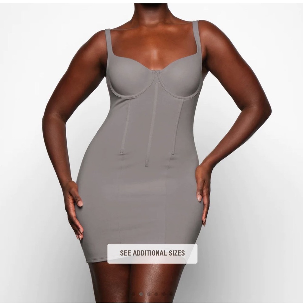 SKIMS Cotton Corset Dress Charcoal M NWT